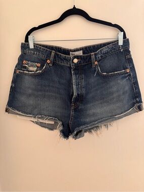 Zara Indigo Distressed Denim Cutoff Shorts